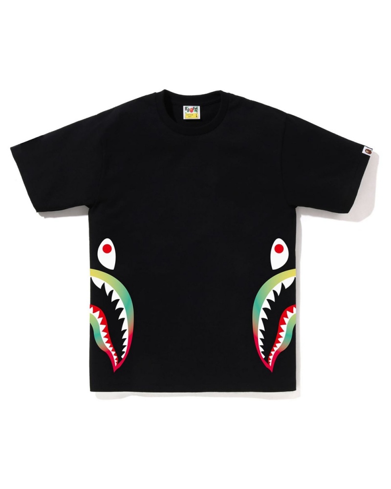 T Shirts Bape Gradation Side Shark Noir Homme | NCO-58672402